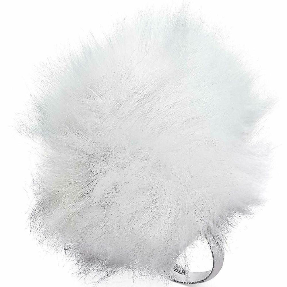 Whimsical Shop Faux-Fur Pom Pom Ring (White)